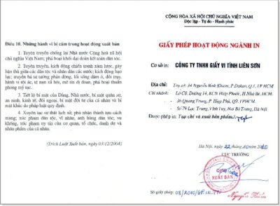 giấy phép hoạt động ngành in