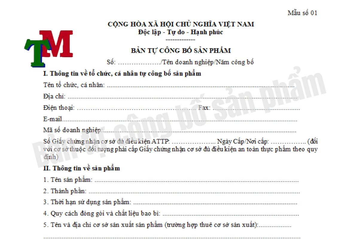 Bản tự công bố sản phẩm