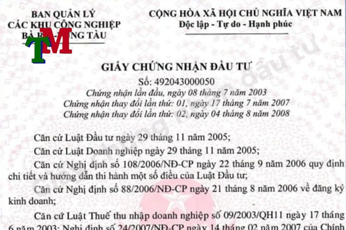 Hồ sơ, trình tự thủ tục thực hiện chuyển nhượng thủ tục mua bán dự án đầu tư 3 Giấy chứng nhận đầu tư
