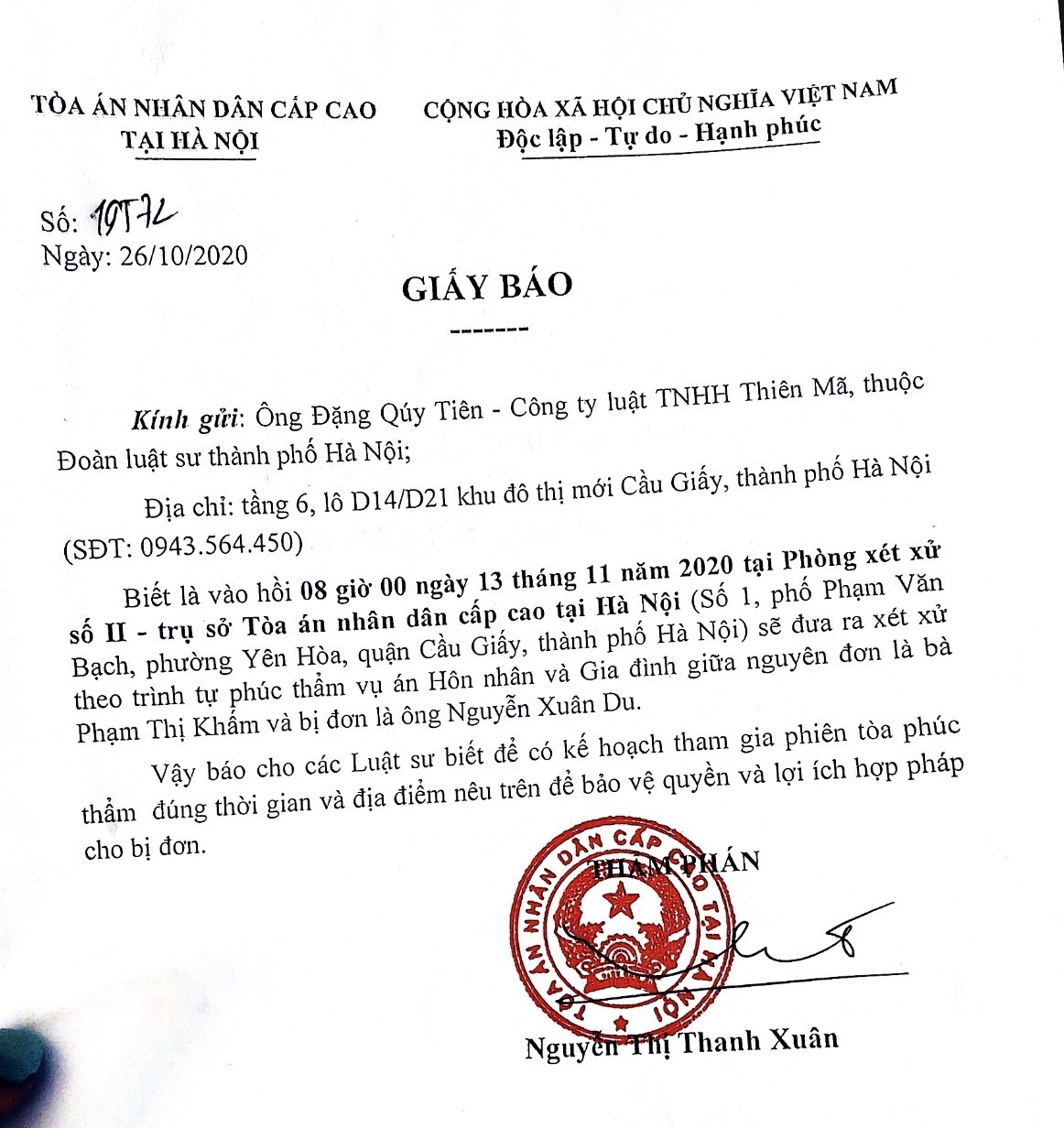 Anh Xuân Du - Vụ Án Tranh Chấp Tài Sản Sau Ly Hôn - Toà Án Cấp Cao 1 z2725697990697 0f2ec44a58cab29b1c06cc218cebcd8d