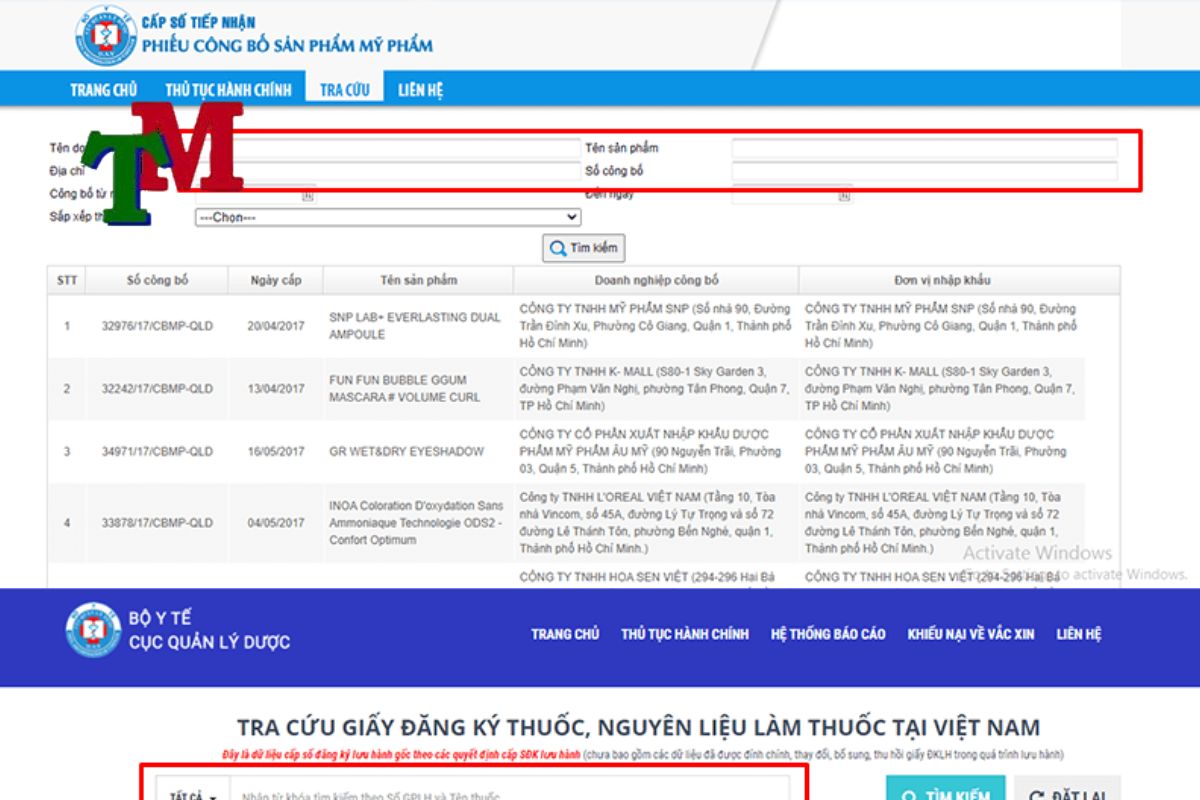 Hồ sơ đăng ký bản công bố sản phẩm 3 Các bước tra cứu công bố sản phẩm trên cổng thông tin điện tử