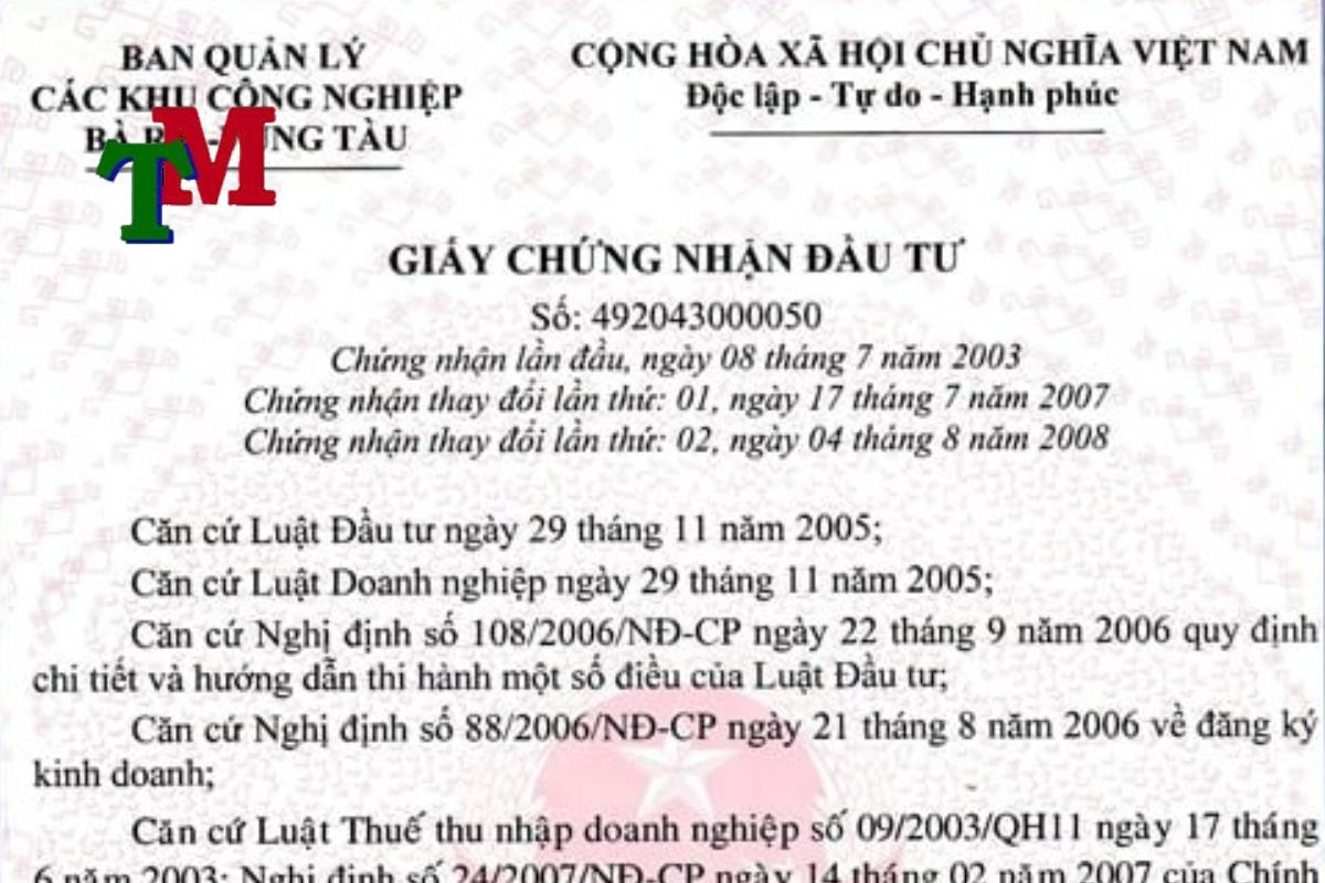 Giấy chứng nhận đầu tư