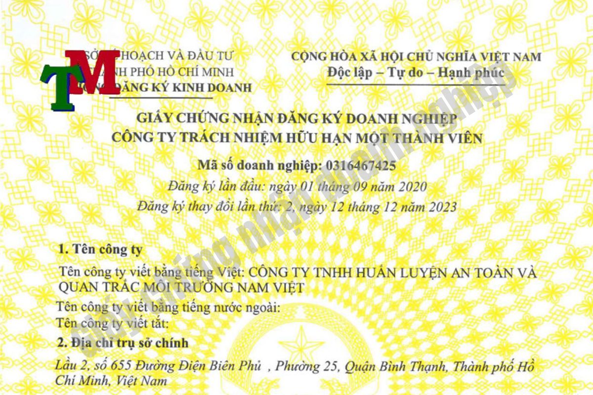 Giấy chứng nhận đăng ký doanh nghiệp 1 Giấy chứng nhận doanh nghiệp