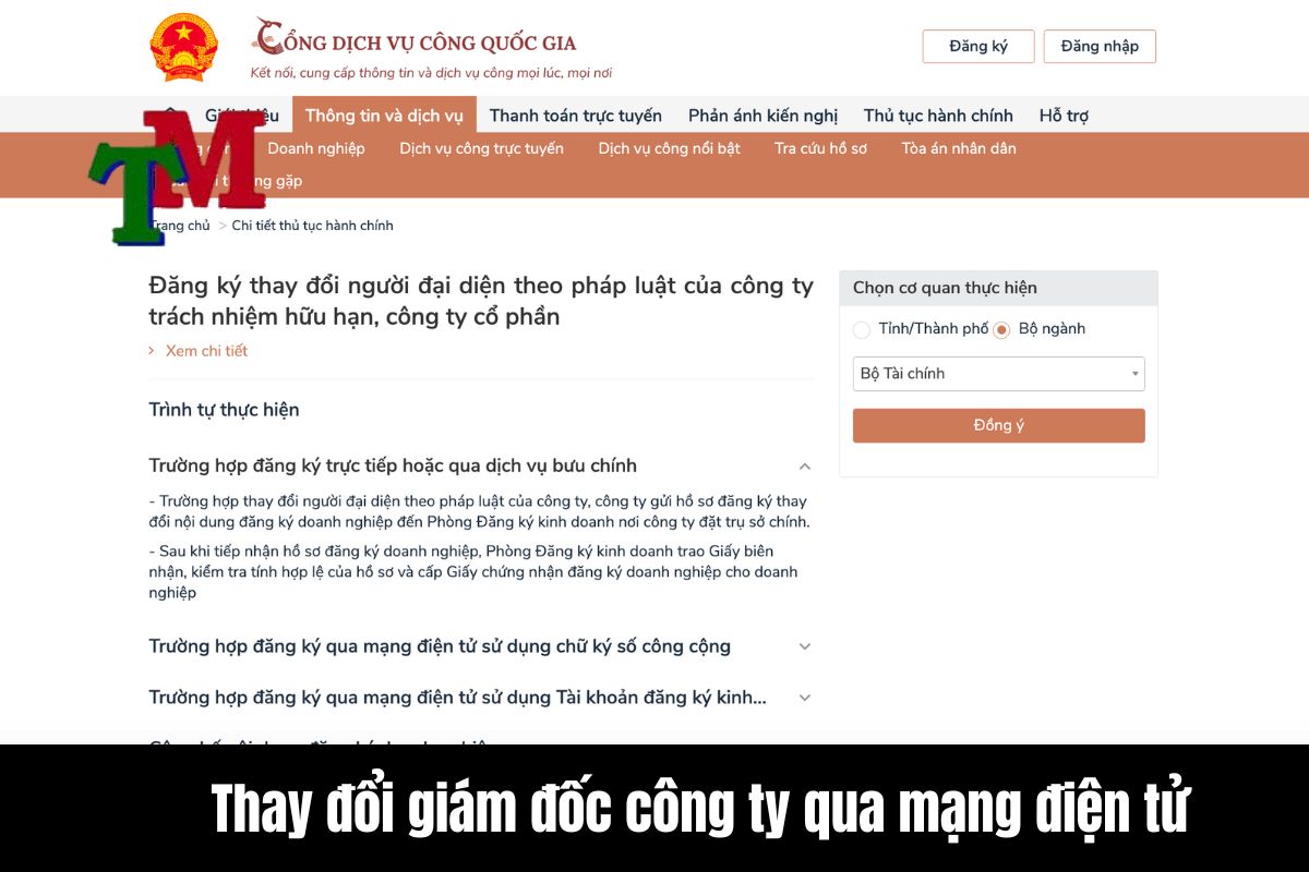Hướng dẫn thay đổi giám đốc công ty qua mạng điện tử