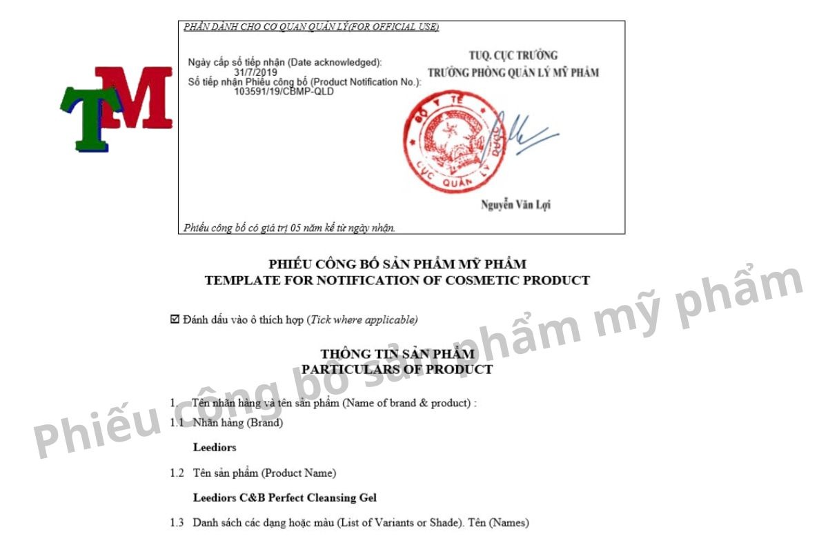 Phí công bố mỹ phẩm nhập khẩu mới nhất 2025 4 Phiếu công bố sản phẩm mỹ phẩm
