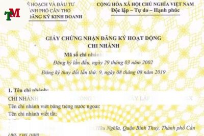 đăng kí hoạt động chi nhánh