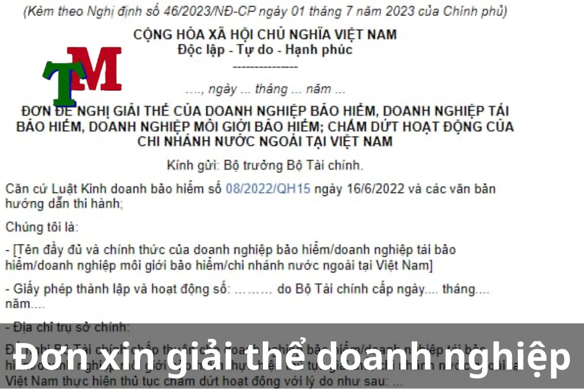 đơn xin giải thể doanh nghiệp