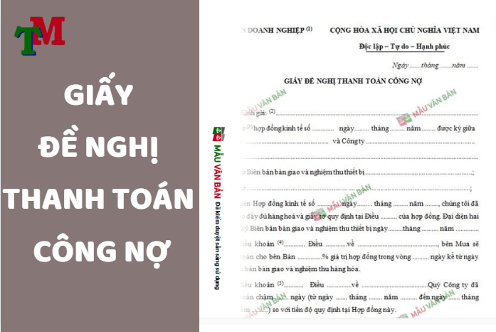 giấy đề nghị thanh toan công nợ