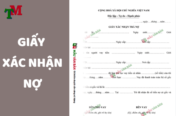 giấy xác nhận nợ