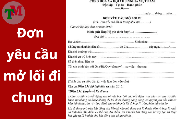 yêu cầu mở lối đi chung