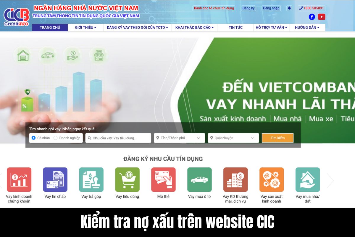 Kiểm tra nợ xấu trên website CIC