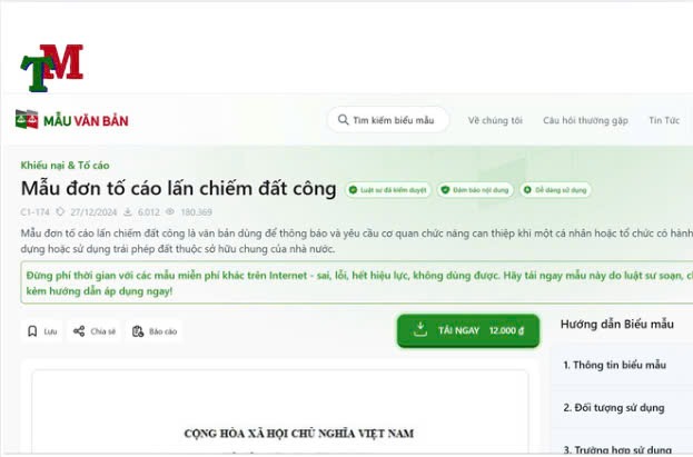 đơn tố cáo lấn chiếm đất công