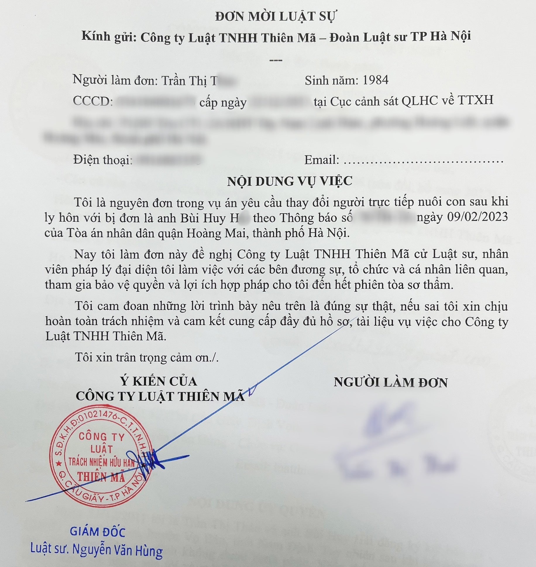 Luật Thiên Mã: Vụ án tranh chấp quyền nuôi con sau ly hôn 1 tran-thi-t-min