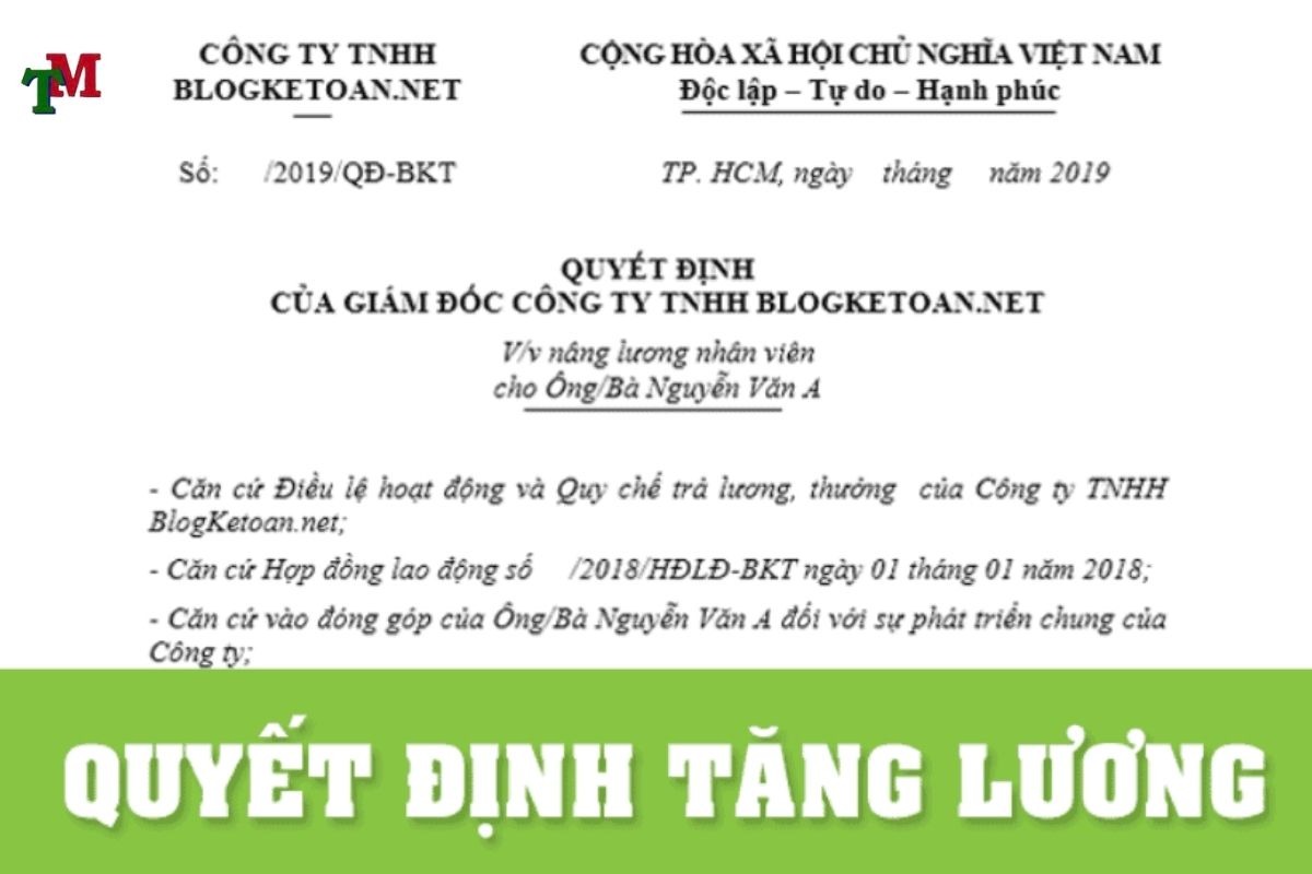 Thủ tục và quy trình quyết định tăng lương cho người lao động 1 QUYET DINH TANG LUONG