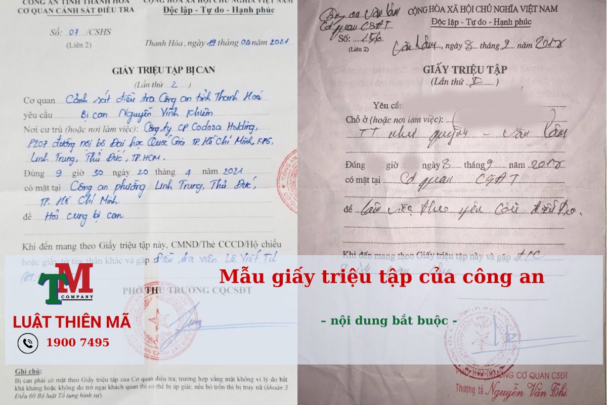 Mẫu giấy triệu tập của công an