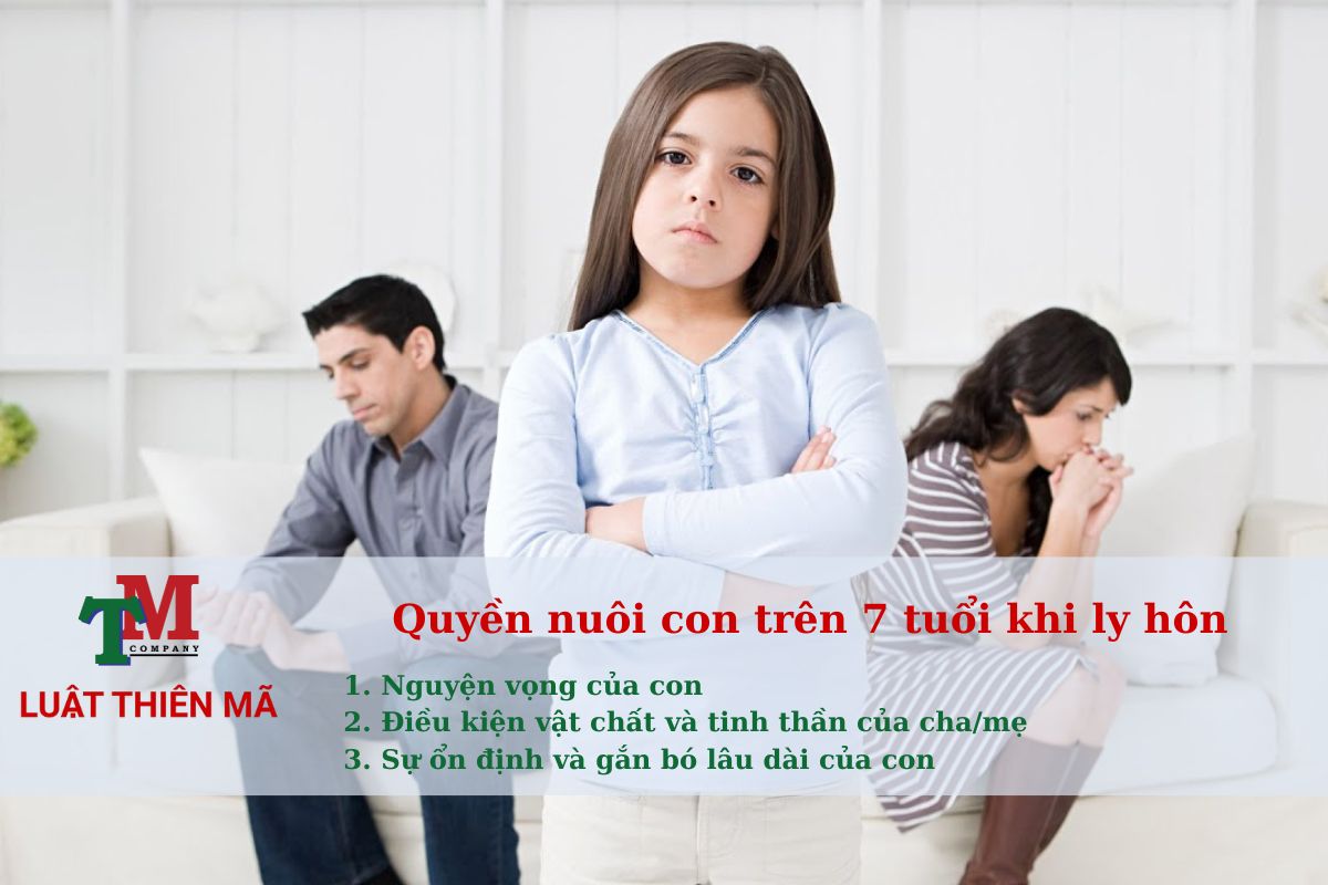 Quyền nuôi con trên 7 tuổi khi ly hôn: 3 yếu tố quyết định & 5 cách tăng cơ hội thắng tại Tòa 2 Quyền nuôi con trên 7 tuổi khi ly hôn - nguyện vọng của con - sự quan tâm của bố hoặc mẹ - điều kiện chăm sóc của bố hoặc mẹ