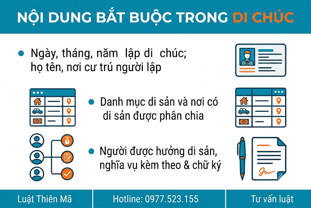 Mẫu di chúc viết tay mới nhất: Hướng dẫn lập di chúc hợp pháp 4 Nội dung bắt buộc có trong di chúc viết tay