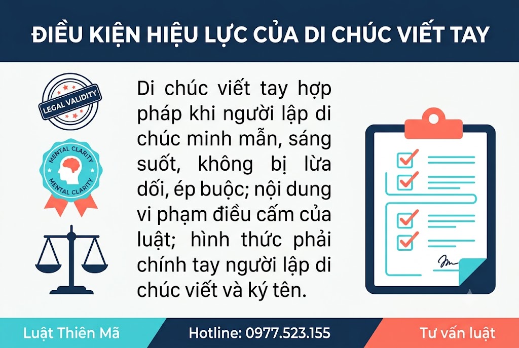 Mẫu di chúc viết tay mới nhất: Hướng dẫn lập di chúc hợp pháp 3 điều kiện hiệu lực của di chúc viết tay