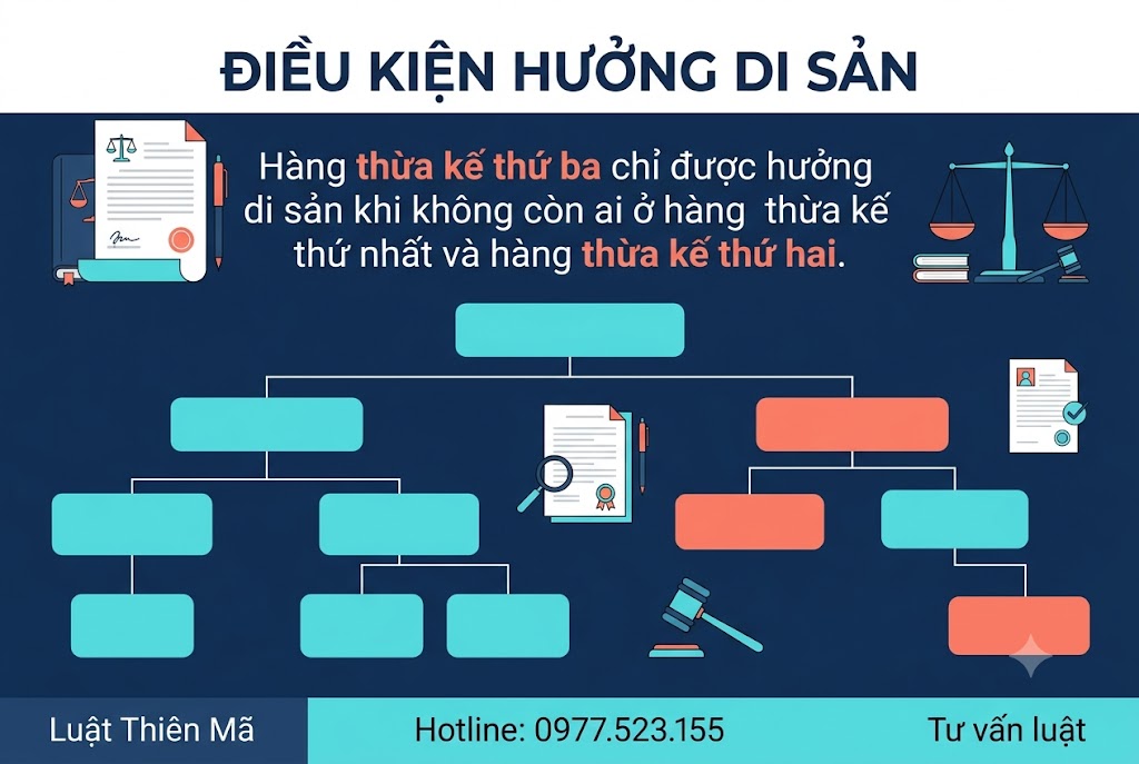 Hàng thừa kế thứ ba gồm những ai? Khi nào được hưởng di sản? 3 Điều kiện hưởng di sản của hàng thừa kế thứ 3