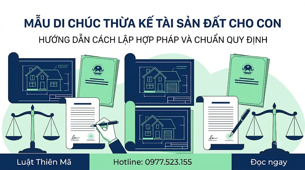 mẫu di chúc thừa kế tài sản đất đai cho con